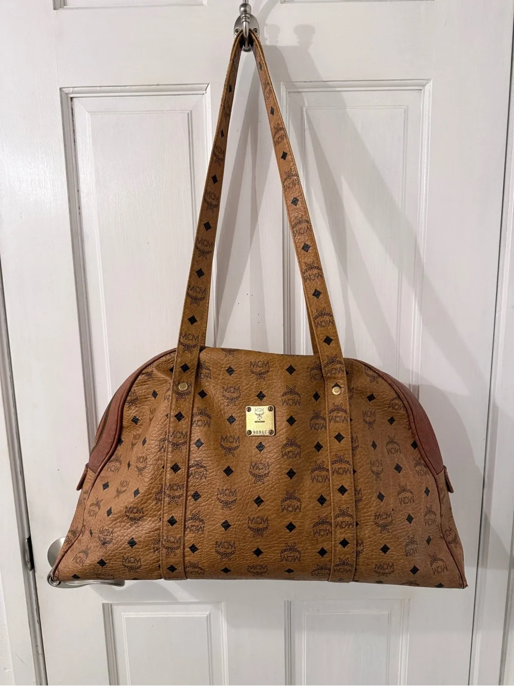 MCM Cognac Visetos Dome Shoulder Bag